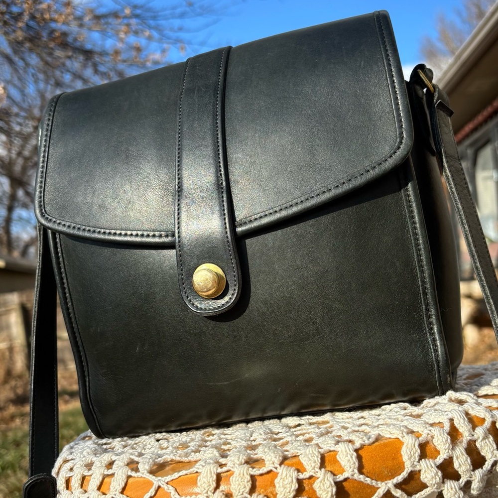RARE COLOR 1991 Vintage COACH Forest Green Leather Scout Crossbody 9890